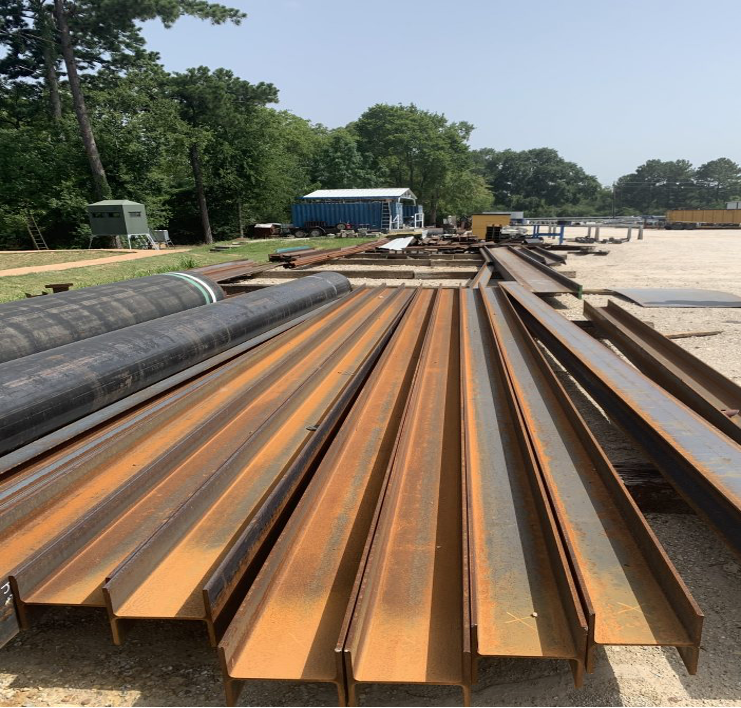 i-beams in a laydown yard