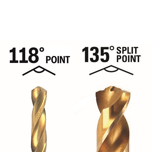comparison of 118-degree and 135-degree drill bit