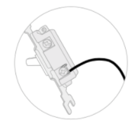 Black line wire connected to the bottom of a terminal