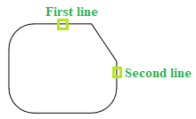 First line and second line corresponding to first distance and second distance of chamfer legs