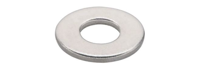 Flat washer with a smaller outer diameter to inner diameter ratio than fender washer.